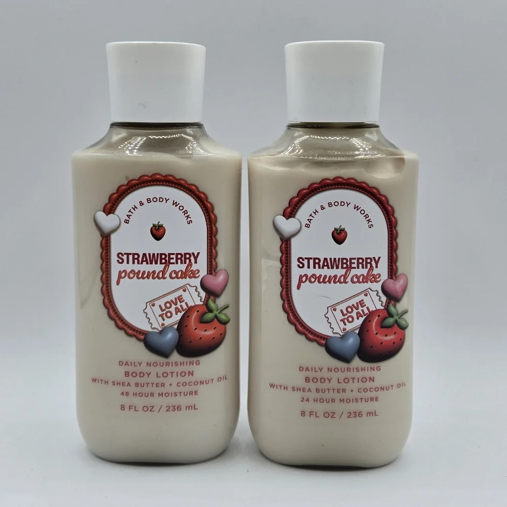 Bath and Body Works Strawberry Pound Cake Body Lotion Bundle Set
